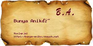 Bunya Anikó névjegykártya